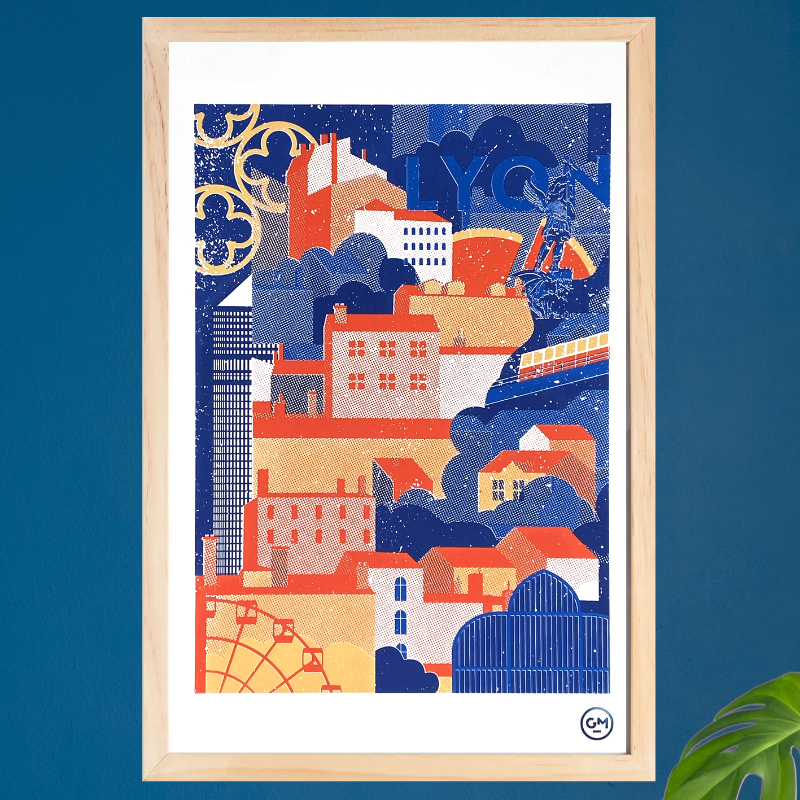 Sérigraphie artisanale « La Ville » – tirage d’art 4 couleurs imprimé à la main en France, œuvre urbaine contemporaine pour décoration murale moderne.